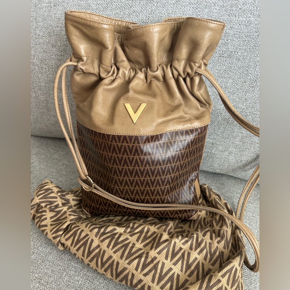 SOLD 🔥 Mario Valentino Brown and Tan Drawstring Bag